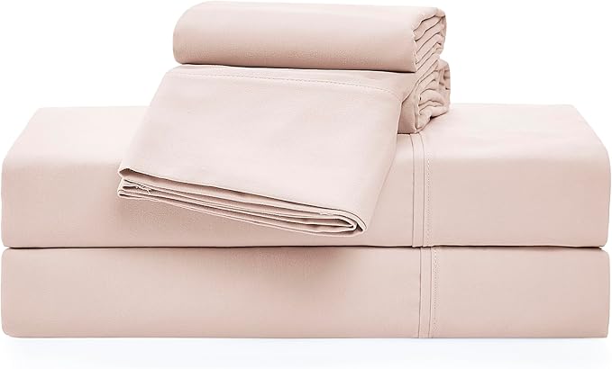 UGG 01334 Alahna Queen Bed Sheets and Pillowcases 4-Piece Set Sleep in Luxury Machine Washable Deep Pockets Wrinkle-Resistant Breathable Cozy Comfort Silky Cooling Sheets, Queen, Shell - LeafyLoom