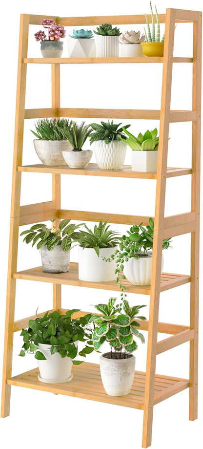 4-Tier Bamboo Ladder Shelf - LeafyLoom