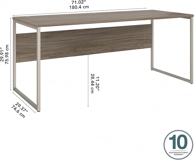 Bush Business Furniture Hybrid 72W x 30D Computer Table Desk with Metal Legs in Modern Hickory - LeafyLoom