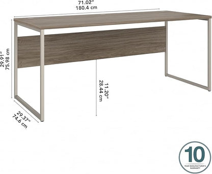 Bush Business Furniture Hybrid 72W x 30D Computer Table Desk with Metal Legs in Modern Hickory - LeafyLoom