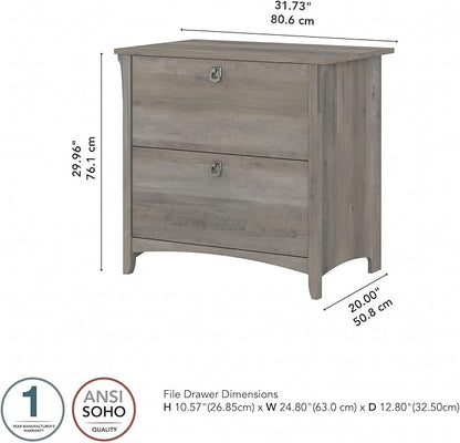 Bush Furniture Salinas 2 Drawer Lateral File Cabinet in Driftwood Gray - LeafyLoom