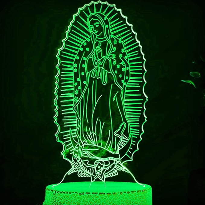 3D The Virgin Mary Night Light Table Desk Optical Illusion Lamps 7 Color Changing Lights LED Table Lamp Xmas Home Birthday Children Kids Decor Toy Gift - LeafyLoom