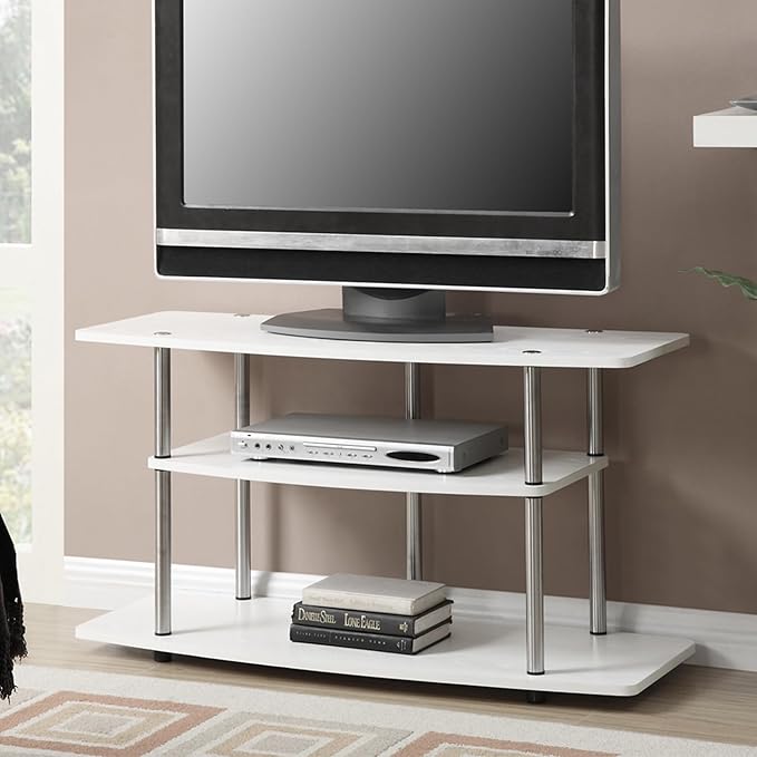 Convenience Concepts Designs2Go 3-Tier Wide TV Stand, 42", White - LeafyLoom