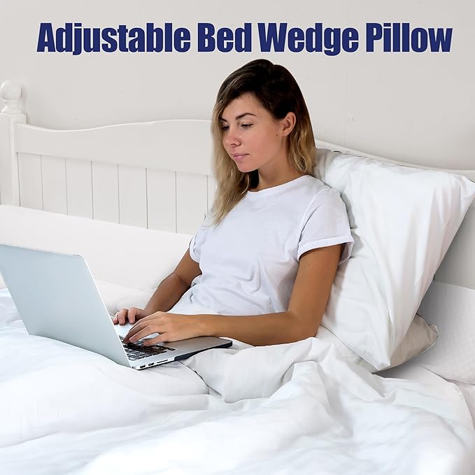 HOMBYS Wedge Pillow Headboard for Bed Gap,Foldable Bed Wedge Gap Filler Twin Size,Matterss Gap Filler,Multi Functional Bed Crack Pillow, Fill The Gap (0-7") Between Your Headboard and Mattress,White - LeafyLoom