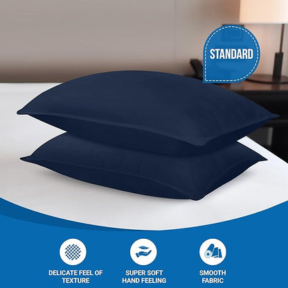 Utopia Bedding Bed Pillows for Sleeping (Navy), Standard Size, Set of 2, Hotel Pillows, Cooling Pillows for Side, Back or Stomach Sleepers - LeafyLoom