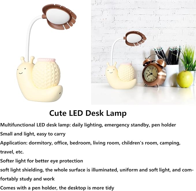 LED Desk Lamp USB Charging, Cartoon Animal LED Small Desk Lamp, Multifunction Table Lamp, LED Desk Lamp with Pen Holder for s (yellow) - LeafyLoom