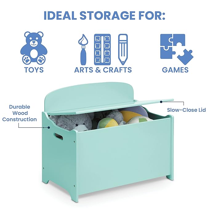 Delta Children MySize Deluxe Toy Box, Mint - LeafyLoom