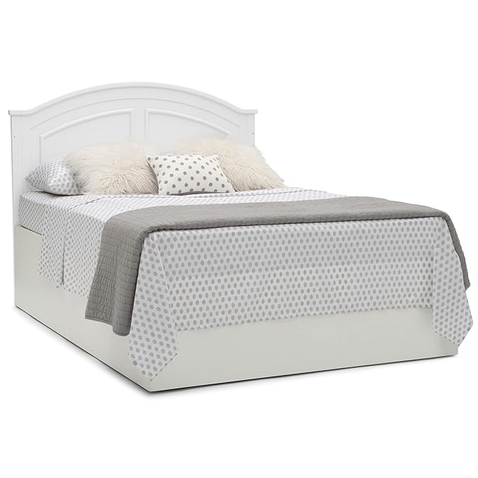 Delta Children Perry 6-in-1 Convertible Crib - Greenguard Gold Certified, Bianca White + Simmons Kids Radiant Sky Dual Sided Baby Crib Mattress and Toddler Mattress (Bundle) - LeafyLoom