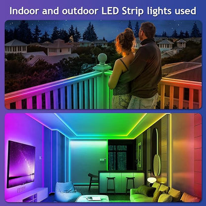 150ft Outdoor LED Strip Lights Waterproof,IP68 Outside Led Light Strips Waterproof with App and Remote,Music Sync RGB Exterior Led Rope Lights with Self Adhesive Back for Deck,Balcony,Pool LETIANPAI