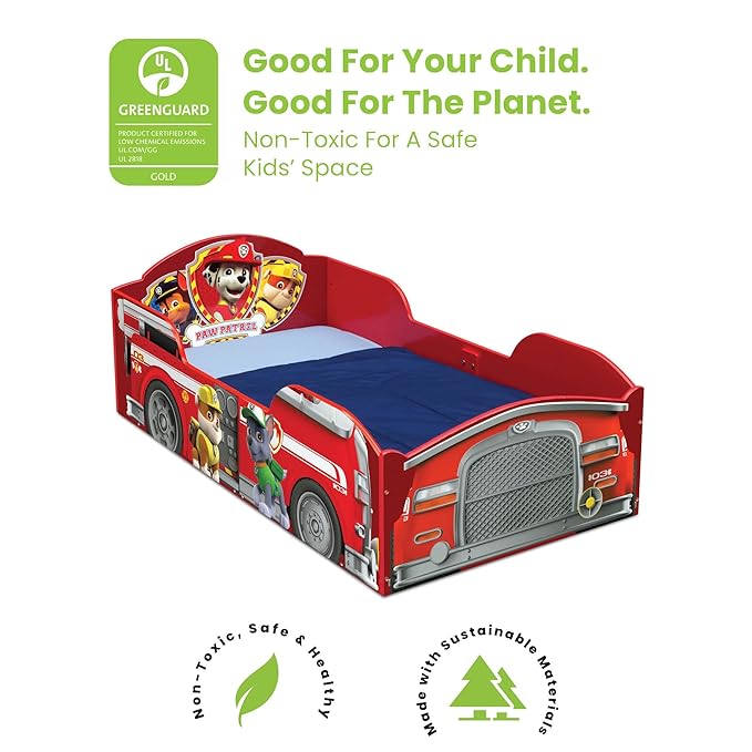 Delta Children Wood Toddler Bed - Greenguard Gold Certified, Nick Jr. PAW Patrol - LeafyLoom