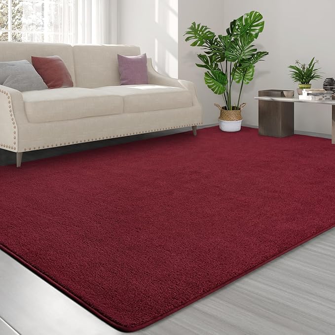 Area Rugs for Bedroom Living Room, 4x6 Rose Red Super Soft Comfy Thickened Memory-Foam Indoor Carpets, Modern Aesthetic Minimalist Carpet for Boys Girls Adults Apartment Nursery Home Décor - LeafyLoom