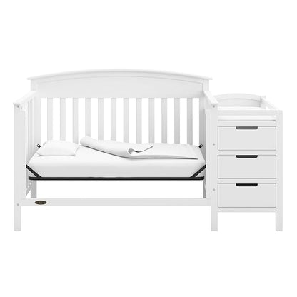 Graco Benton 4-in-1 Convertible Crib and Changer (White) – Crib and Changing Table Combo, Includes Water-Resistant Changing Pad, 3 Drawers, Converts to Toddler Bed, Daybed and Full-Size Bed - LeafyLoom