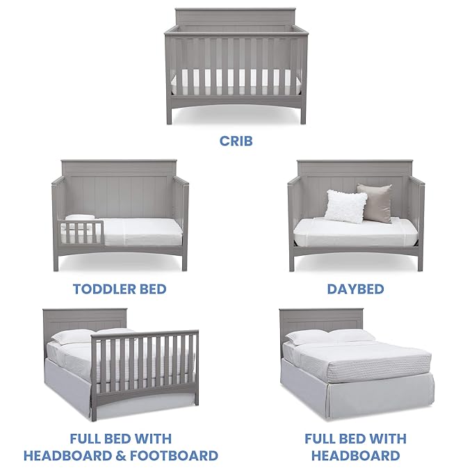 Delta Children Fancy 4-in-1 Convertible Baby Crib - Greenguard Gold Certified, Grey - LeafyLoom