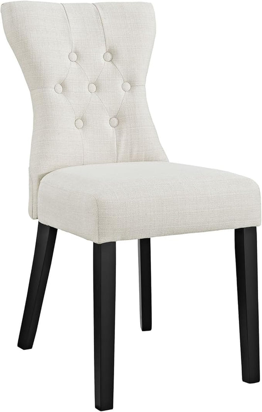 Modway Silhouette Modern Tufted Upholstered Fabric Parsons Kitchen and Dining Room Chair in Beige - LeafyLoom