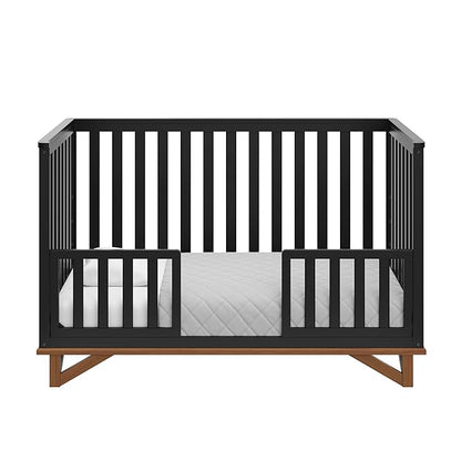 Storkcraft Santa Monica 5-in-1 Convertible Crib (Black with Vintage Driftwood) – GREENGUARD Gold Certified, Modern Design, Two-Tone Baby Crib, Converts to Toddler Bed, Daybed and Full-Size Bed - LeafyLoom