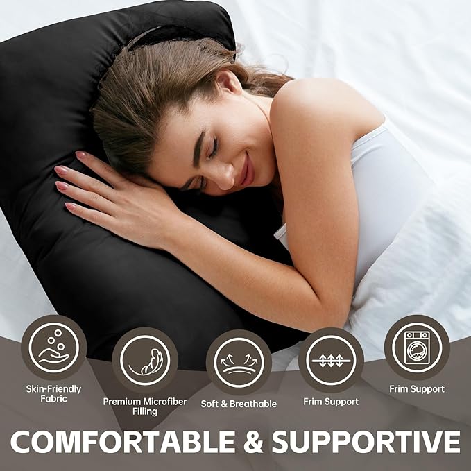 HIMOON Bed Pillows for Sleeping 4 pack,Queen Size Cooling Pillows Set of 4,Top-end Microfiber Cover for Side Stomach Back Sleepers(Black) - LeafyLoom