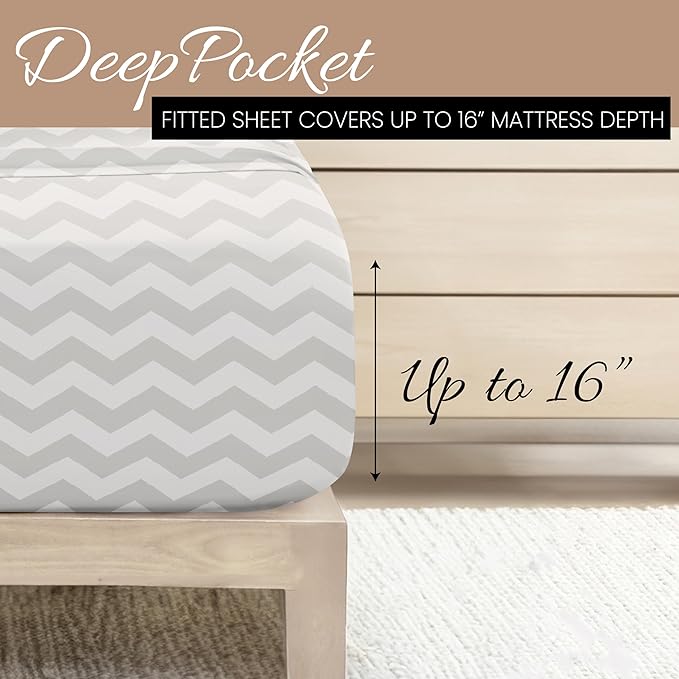 Linen Market 4 Piece Queen Bedding Sheet Set (Gray Arrow) - Sleep Better Than Ever with These Ultra-Soft & Cooling Bed Sheets for Your Queen Size Bed - Deep Pocket Fits 16" Mattress - LeafyLoom