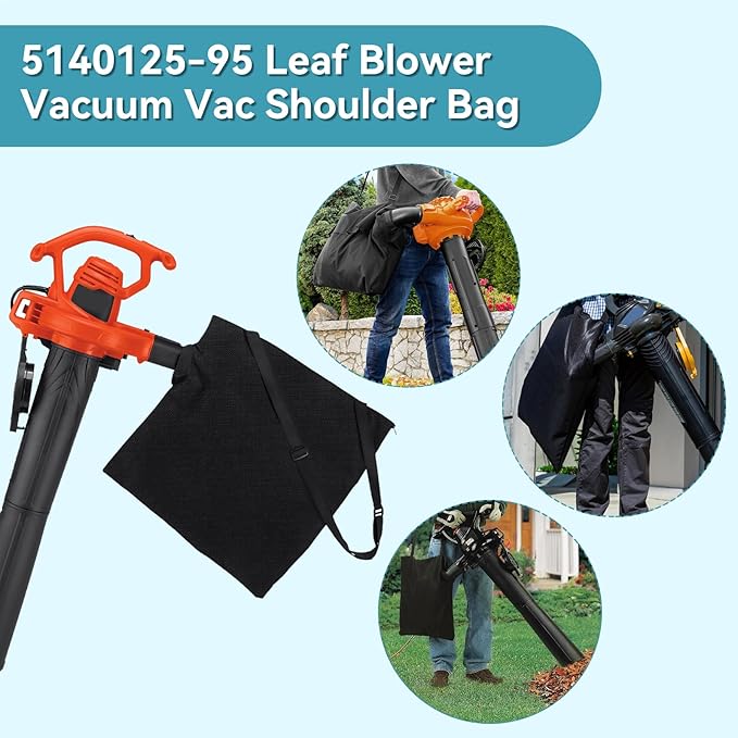 5140125-95 Leaf Blower Vacuum Vac Shoulder Bag Compatible with Black & Decker BV2900 BV3100 12 Amp Vacuum - Leaf Mulcher Bags Leaf Collection Bags Replaces 5140117-99, 2 Pack - LeafyLoom