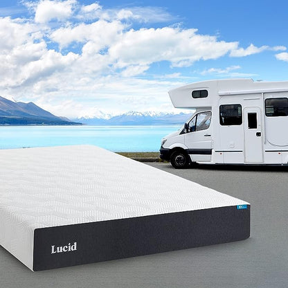 LUCID 10 Inch Memory Foam Mattress - Medium Feel - Infused with Bamboo Charcoal and Gel - Bed in a Box - Temperature Regulating - Pressure Relief - Breathable - Short Queen Size - LeafyLoom