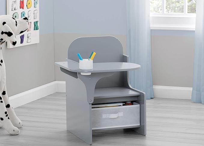 Delta Children MySize Chair Desk With Storage Bin, Grey - LeafyLoom