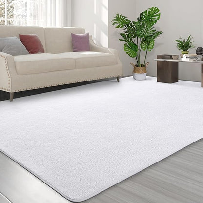 Area Rugs for Bedroom Living Room, 4x6 White Super Soft Comfy Thickened Memory-Foam Indoor Carpets, Modern Aesthetic Minimalist Carpet for Boys Girls Adults Apartment Nursery Home Décor - LeafyLoom