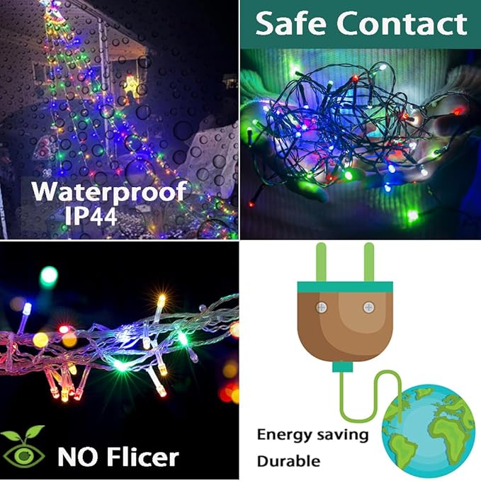 Outdoor Christmas Decorations, Aokudoni 12.6ft 350LED Waterfall Lights, 8 Modes Christmas Lights, Christmas Decorations for Tree, Outdoor Christmas Lights for House Tree Holiday Party, Multicolor Aokudoni