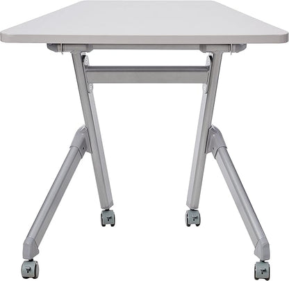 Safco Products Learn Nesting Trapezoid Desk, Small Corner Desk for Classrooms & Custom Classroom Layouts (Pebble Gray) - LeafyLoom