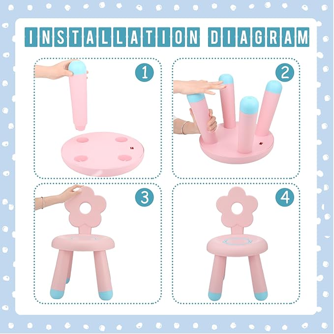 Layhit Plastic Toddler Chair for Boys and Girls Toddler Beach Chair 11.8 x 20 Inch Flower Kids Chairs for Table Beach Lawn Indoor Outdoor Playroom Nursery School Home Use(Pink) - LeafyLoom