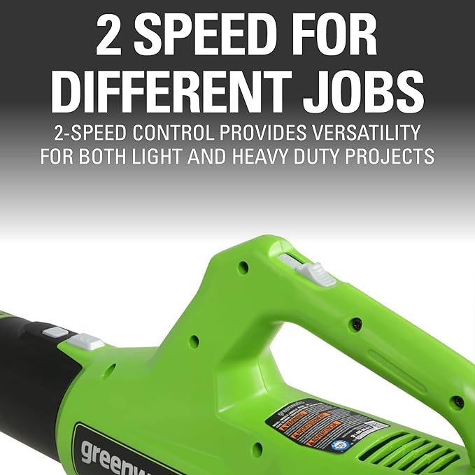 Greenworks 40V (100 MPH / 350 CFM) Cordless Axial Leaf Blower, 2.0Ah Battery and Charger Included - LeafyLoom