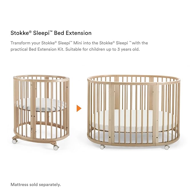 Stokke Sleepi Bed Extension, Natural - Convert Stokke Sleepi Mini Crib Into Stokke Sleepi Bed - Suitable for Children Up to 3 Years - Mattress Sold Separately - Extends Bed to 50 Inches - LeafyLoom