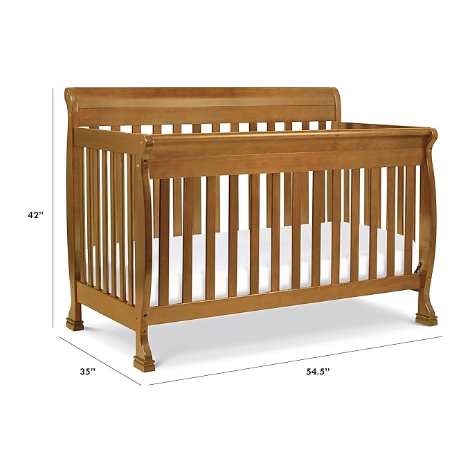 DaVinci Kalani 4-in-1 Convertible Crib in Chestnut, Greenguard Gold Certified - LeafyLoom