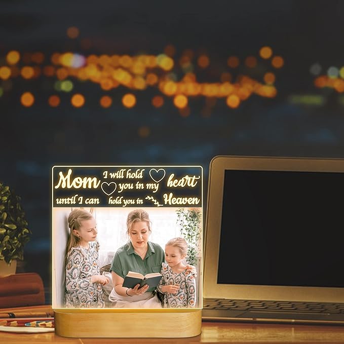 Attivolife Gift for Mother - Acrylic Photo Frame with Warm Color LED Light, Desk Display 4x6 Picture, Best Present for Mom Birthday Mother's Day Valentine Day - LeafyLoom