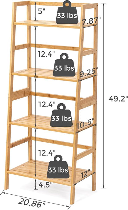 4-Tier Bamboo Ladder Shelf - LeafyLoom