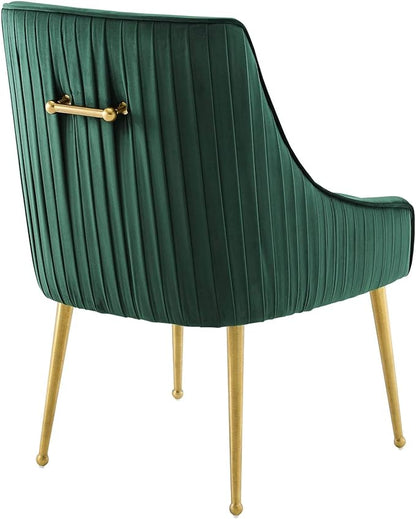 Modway Discern Pleated Back Upholstered Performance Velvet Dining Chair, Green - LeafyLoom