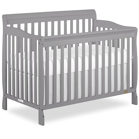 Dream On Me Ashton 4-In-1 Convertible Crib In Storm Grey, Greenguard Gold, JPMA Certified, Non-Toxic Finishes, Features 4 Mattress Height Settings, Made Of Solid Pinewood - LeafyLoom