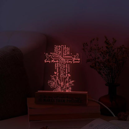 Jesus Christian 3D Illusion Light Gift for Women Men Prayers, Inspirational Gift for Daughter Son Friends Family on Birthday, Religious Gift, Christian Night Light Decor for Home Table Deskt - LeafyLoom