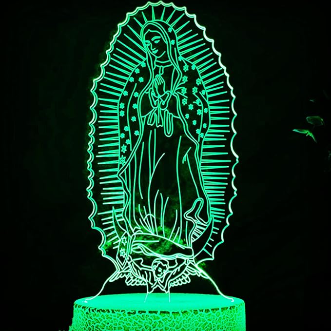 3D The Virgin Mary Night Light Table Desk Optical Illusion Lamps 7 Color Changing Lights LED Table Lamp Xmas Home Birthday Children Kids Decor Toy Gift - LeafyLoom