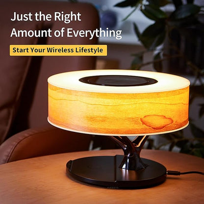 AMPULLA Tree of Aura Smart Bedside Lamp Table Lamp with Wireless Charge and Bluetooth Speaker Dimmable Nightstand Lamp for Bedroom - LeafyLoom