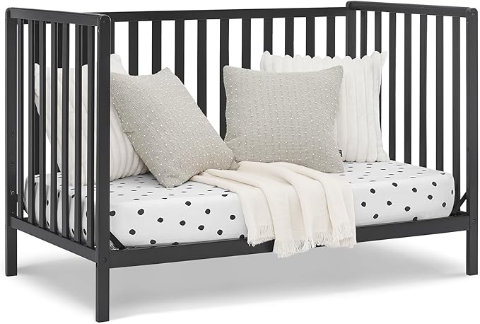 Delta Children Heartland 4-in-1 Convertible Crib, Black - LeafyLoom