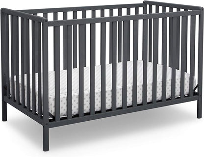 Delta Children Heartland 4-in-1 Convertible Crib - Greenguard Gold Certified, Charcoal Grey - LeafyLoom