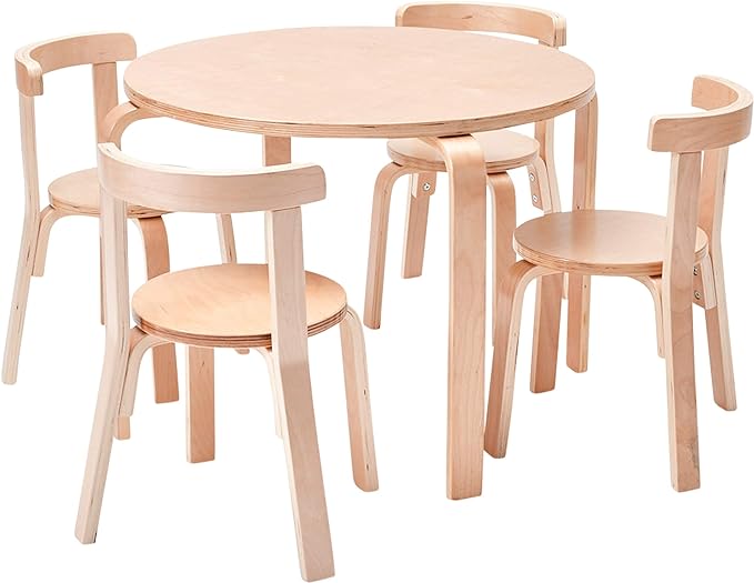 ECR4Kids ECRKids Seating, 5-Piece Table and Chairs Set, Natural - LeafyLoom