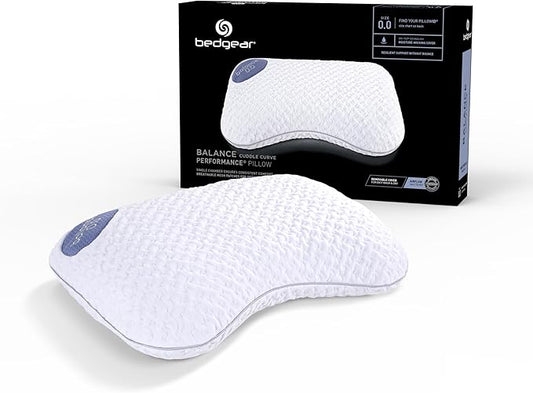 Bedgear Balance Cuddle Curve Performance Pillow - Size 0.0 - Moisture-Wicking Pillow for Side Sleepers - Medium Firmness Bed Pillow- Hypoallergenic, Washable Removable Cover - 20" W x 26" L x 4.75" H - LeafyLoom