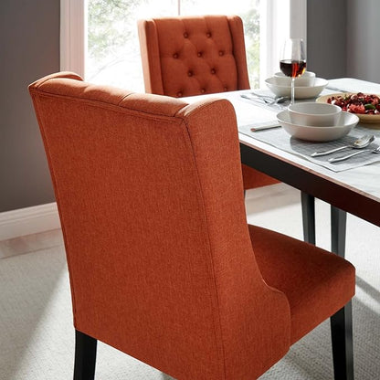 Modway Baronet Button Tufted Fabric, One Dining Chair, Orange - LeafyLoom