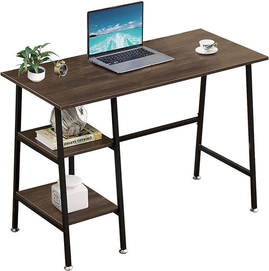 VECELO 43 Inch Computer Modern Student Writing Home-Office, Ladder Desk, Coffee+black Leg - LeafyLoom