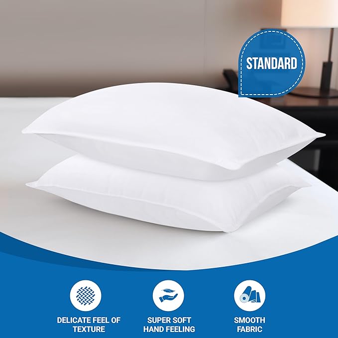 Utopia Bedding Bed Pillows for Sleeping (White), Standard Size, Set of 2, Hotel Pillows, Cooling Pillows for Side, Back or Stomach Sleepers - LeafyLoom