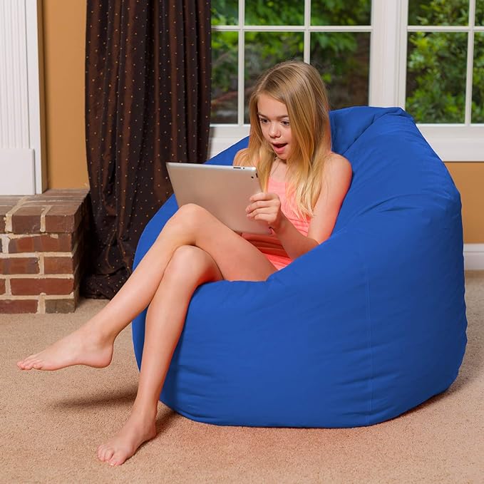 Posh Creations Bean Bag Chair for Kids, Teens, and Adults Includes Removable and Machine Washable Cover, Solid Royal Blue, 48in - X-Large - LeafyLoom