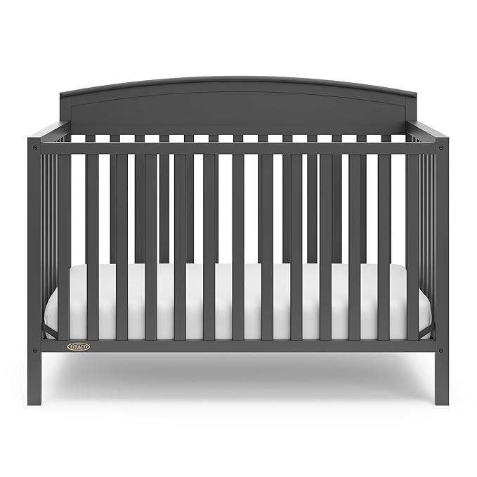 Graco Benton 5-in-1 Convertible Crib (Gray) – GREENGUARD Gold Certified, Converts from Baby Crib to Toddler Bed, Daybed and Full-Size Bed, Fits Standard Full-Size Crib Mattress - LeafyLoom