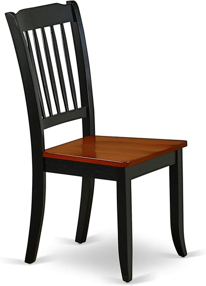 East West Furniture DAC-BCH-W Danbury Dining Room Chairs - Slat Back Solid Wood Seat Chairs, Set of 2, Black & Cherry - LeafyLoom