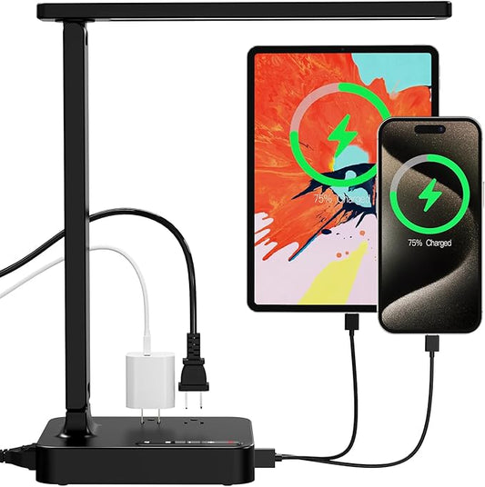 cozoo LED Desk Lamp,3 Lighting Modes Dimmable Table Lamp,Touch Control Table Desk Lamp with USB Charging Port,Auto Timer, for College Dorm, Home, Office,Study Lamp Desk Light(Black) - LeafyLoom