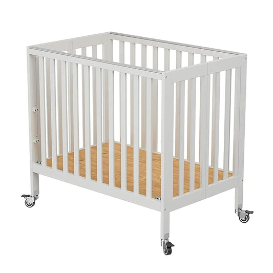 Baby Mini Crib - Modern Design Portable Crib, Sleek Folding Mini Baby Crib with Three Mattress Positions, Folds Flat for Easy Storage White - LeafyLoom